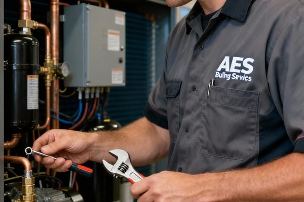 AES Technician working on an HVAC system